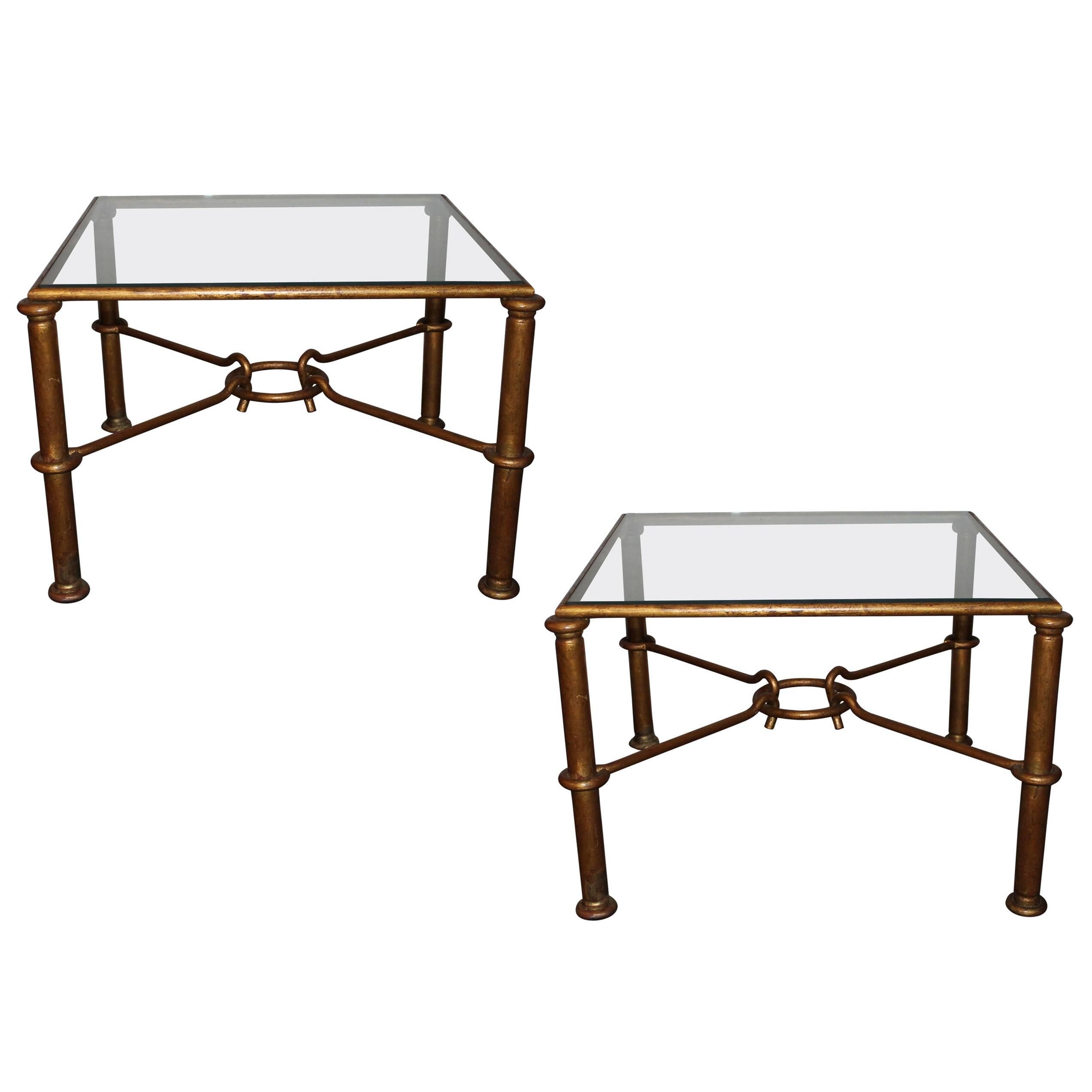 Pair of Coffee Tables in Style of Rene Drouet For Sale