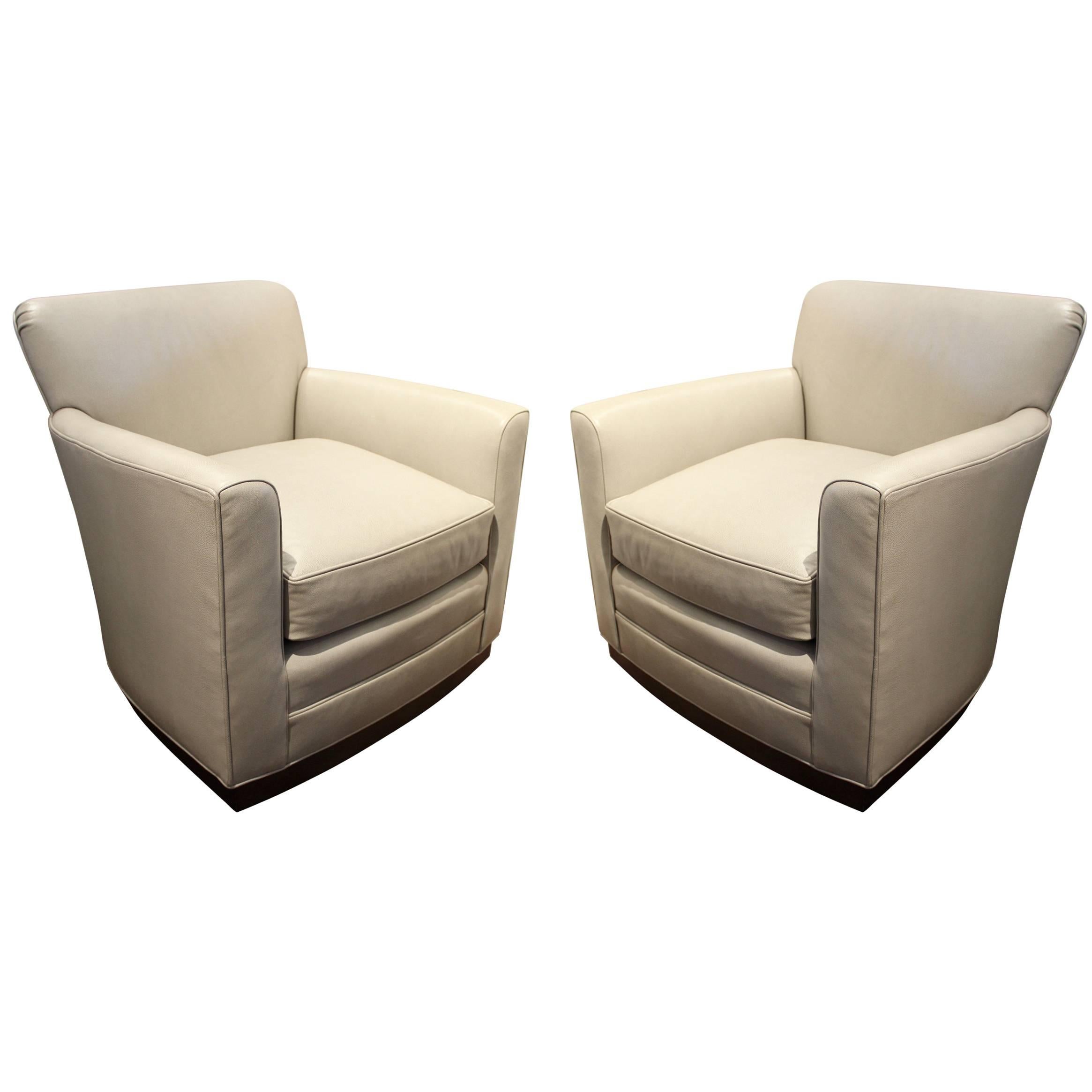 Light Grey Leather Swivel Chair 