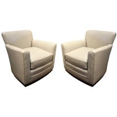 Light Grey Leather Swivel Chair