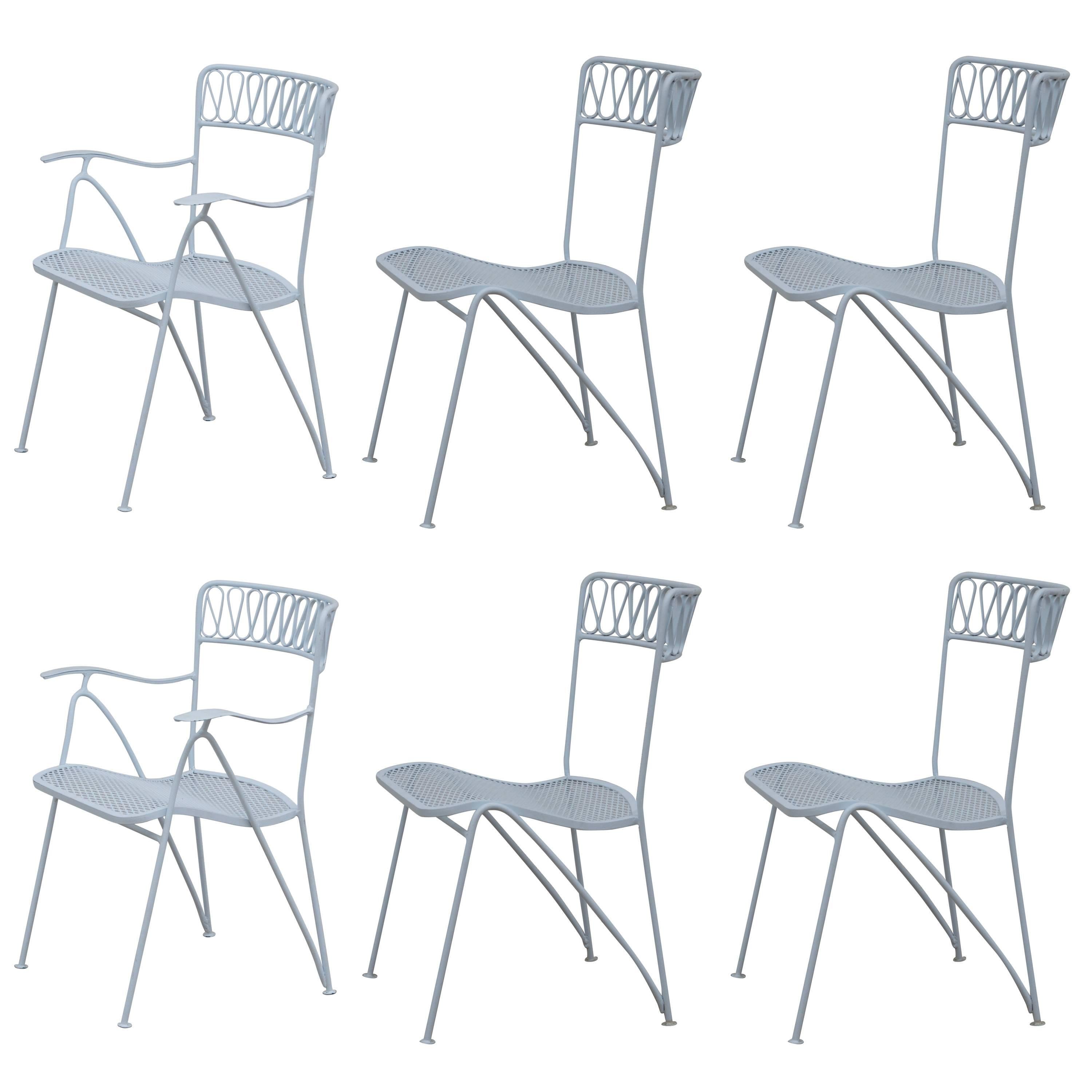 Set of Six Outdoor Indoor Dining Chairs by Maurizio Tempestini for Salterini