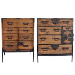 Antique Pair of Tansu Nightstands