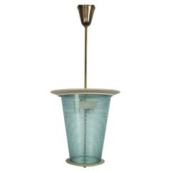 Vintage Etched Glass Pendant Lamp or Lantern by Fontana Arte, circa 1935
