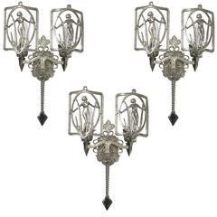 Set of Three American Art Deco Sconces 3