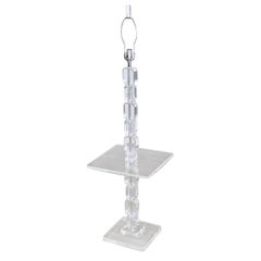 Lucite Floor Lamp Side Table
