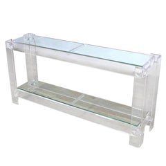 Tavolo da divano consolle lungo a due livelli in lucite