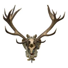 Antique 19th Century Habsburg Red Stag Sconce from Eckartsau Castle, Austria