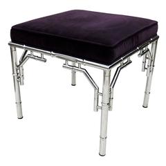 Wonderful Transitional Chrome Velvet Stool Nickel Bagues Bamboo Jansen Bench 10