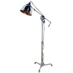 Club Health Products Adjustable Nickel Floor Lamp with Copper Lined Shade, 1930s