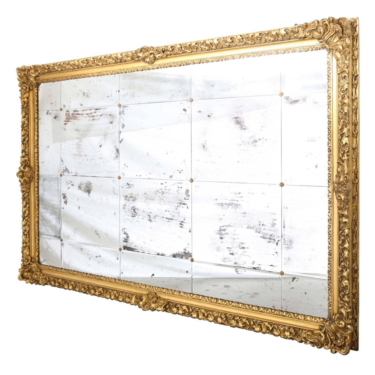 Monumental 19th Century Baroque Giltwood Wall Mirror 9 Foot X 6