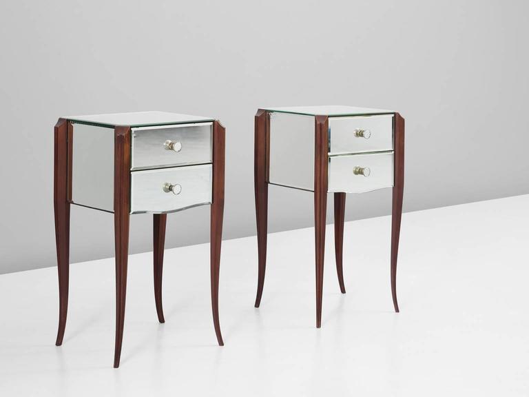 Pair of French Art Deco Mirrored Nightstands at 1stdibs