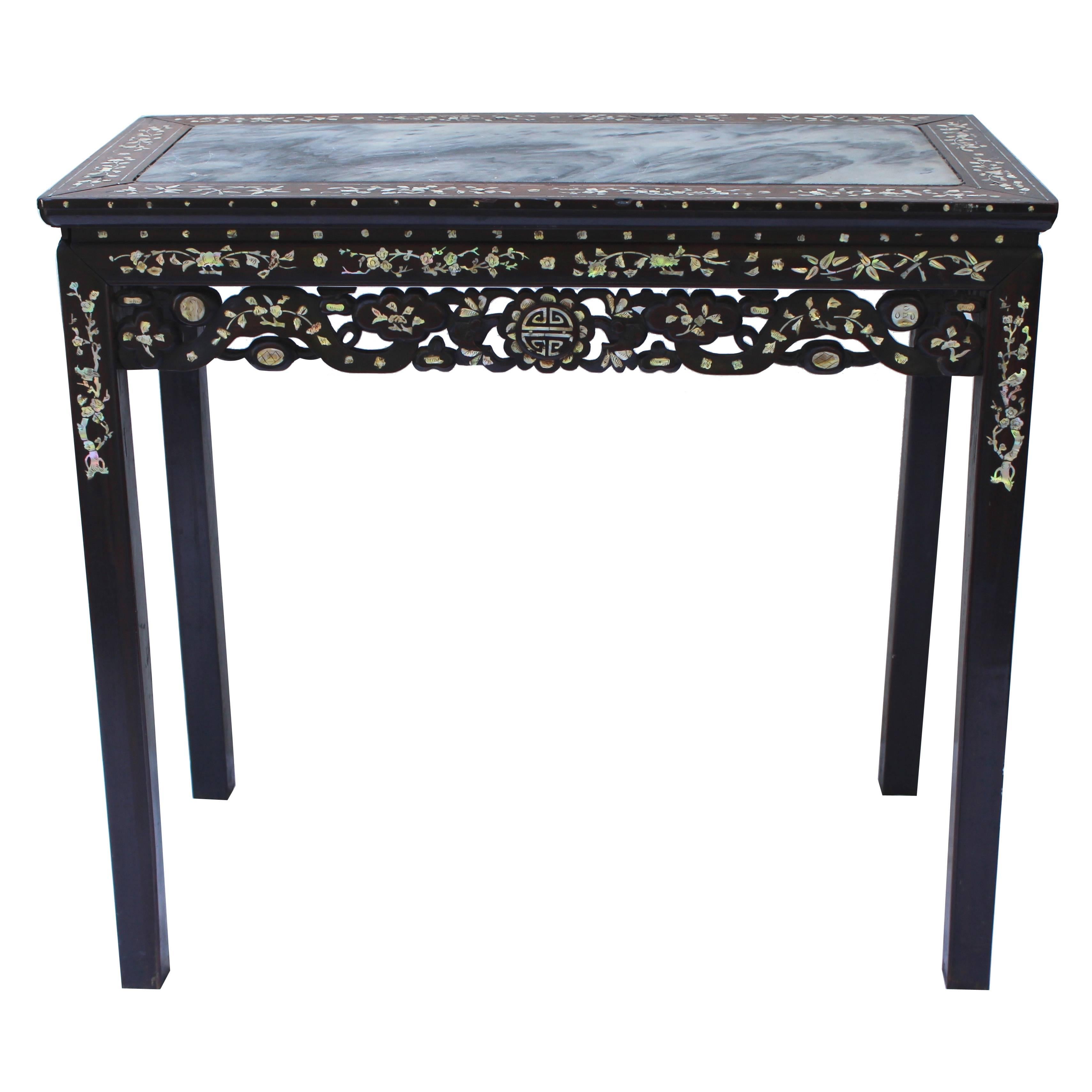 Mother of Pearl and Hardwood Altar Table