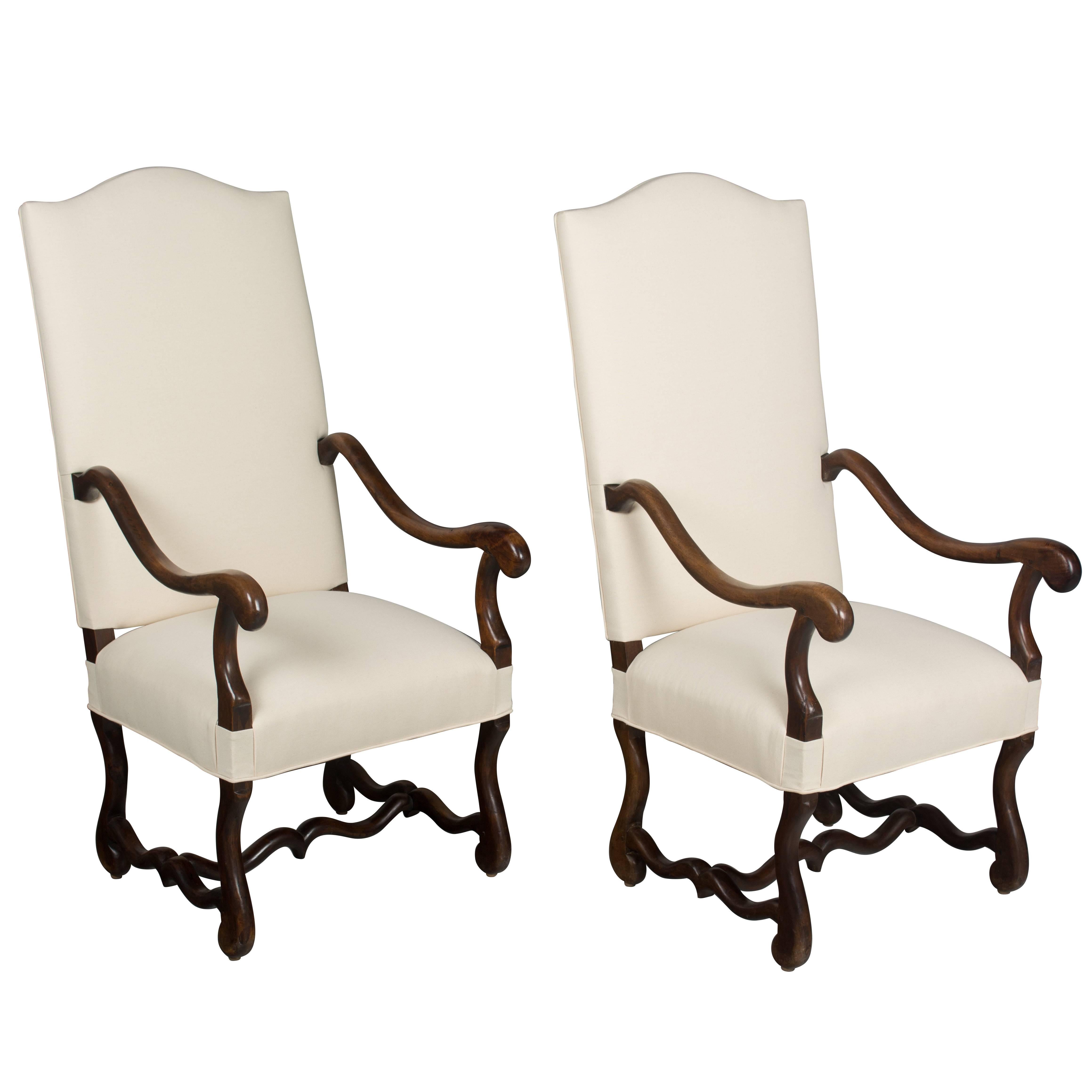 Pair of 19th Century Os de Mouton Armchairs