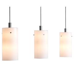 Set of Ten Large Pendants in with White Glass Shade