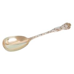 Antique Victorian Sterling Silver Stag Hunt Pattern Serving Spoon, London, 1881