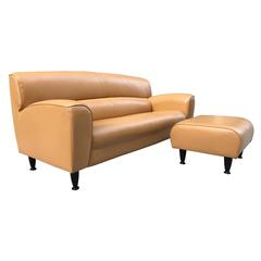Poltrona Frau Italian Leather Sofa and Ottoman 12