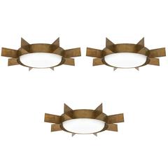 Gio Ponti Brass "Sole" Ceiling Lights, 1950s