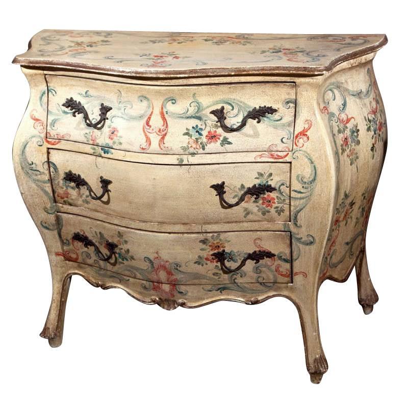 Venetian Style Painted Bombe Chest