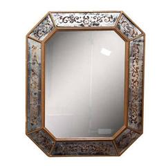 French Églomisé Mirror Circa 1940
s by Maison Jansen Bronze Framed