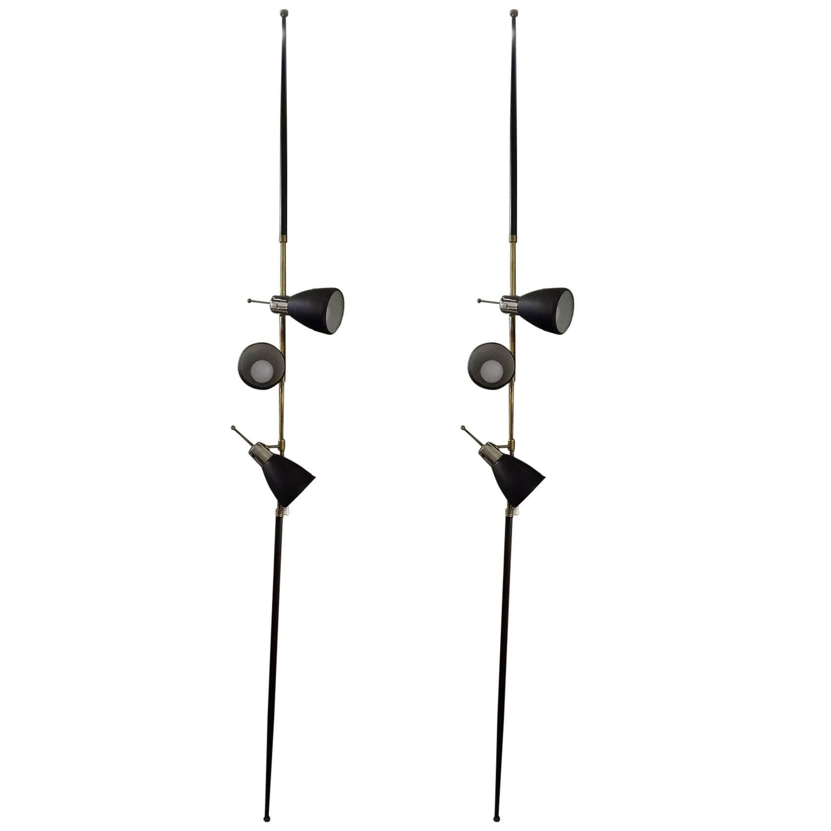 Fantastic Pair Floor to Ceiling Italian Lamp, circa 1960