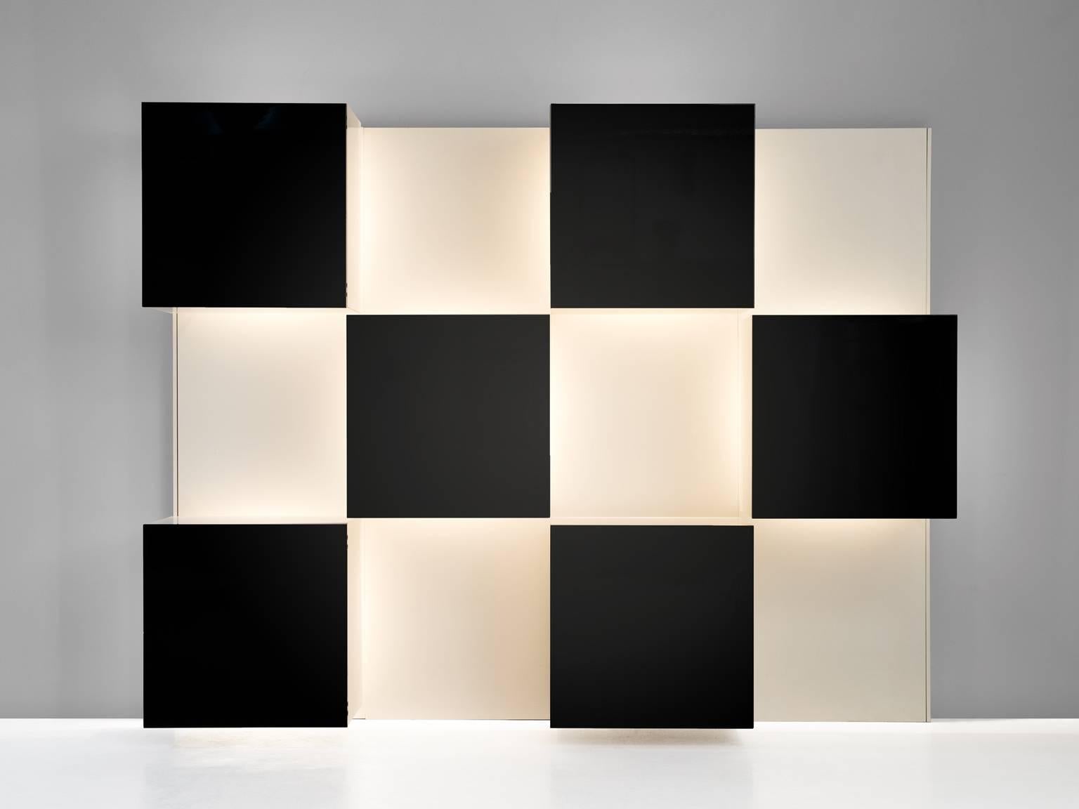 Mid-Century Modern Roberto Monsani Illuminated Wall Unit for Acerbis