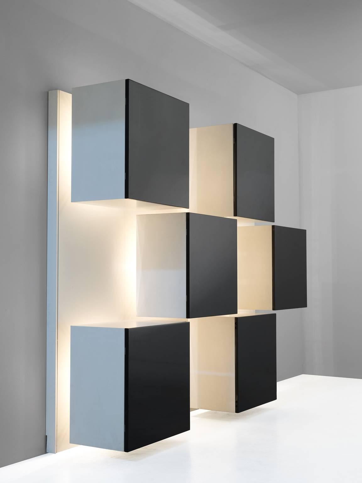 Roberto Monsani Illuminated Wall Unit for Acerbis In Excellent Condition In Waalwijk, NL