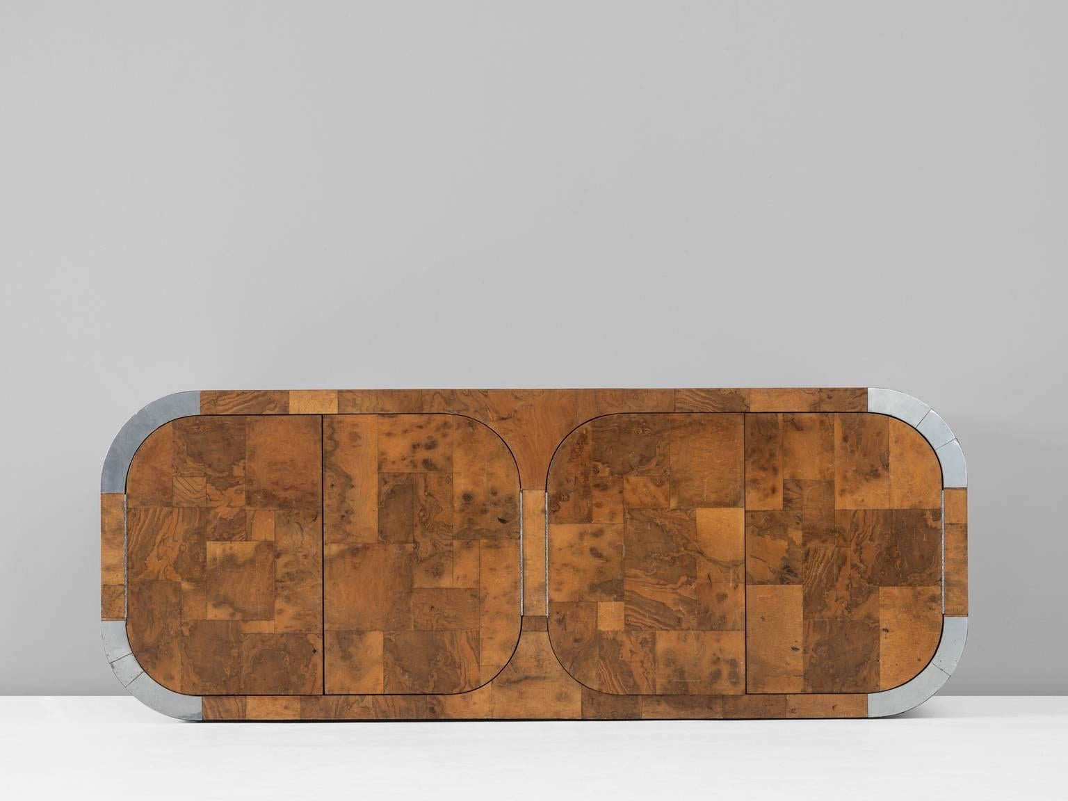Mid-Century Modern Paul Evans Sideboard in Burl Wood and Metal