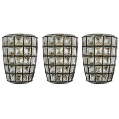 One of Three Black Iron and Glass Wall Light Sconces by Limburg, circa 1960 4