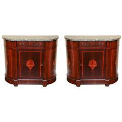 Pair of Mid-19th Century English, Inlaid Cupboards