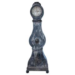 19th Century Swedish Gustavian Mora Working Tall Case Clock in Original Paint