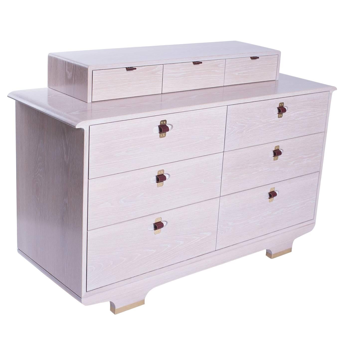 White Oak Double Dresser With Brass Base And Handles at 1stdibs