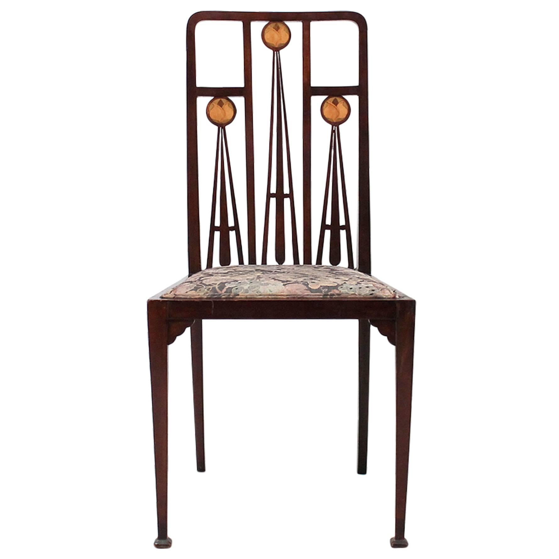 Art Nouveau Inlaid Side Chair by Liberty at 1stDibs