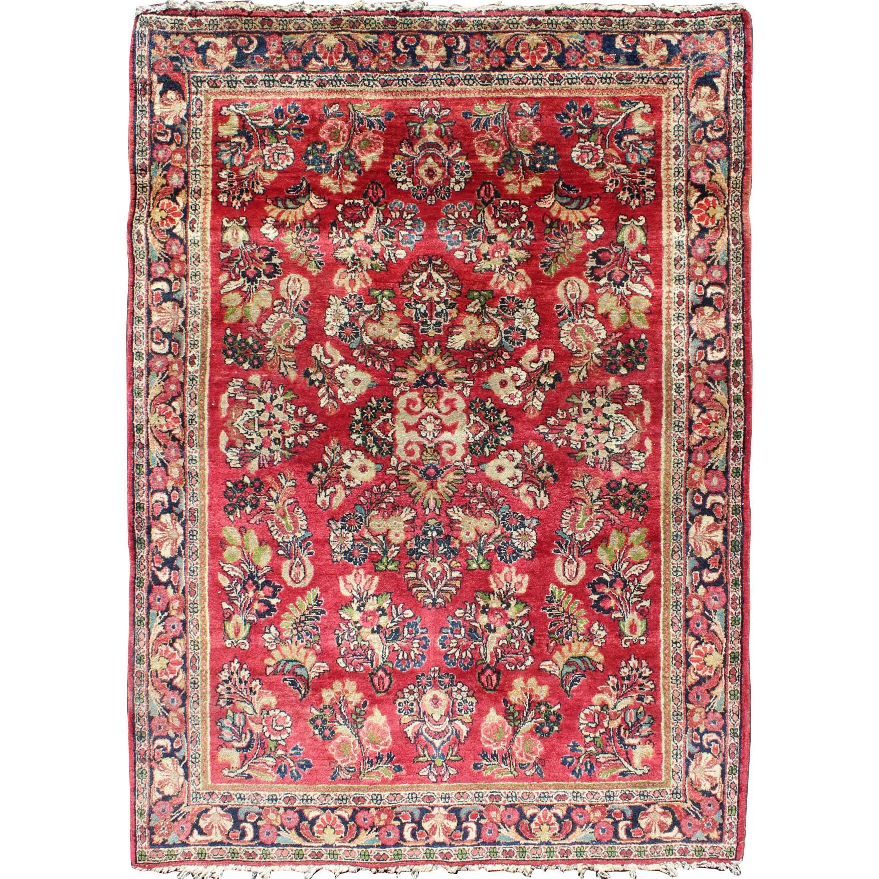 Finely Woven Persian Sarouk Small Rug in Excellent condition 