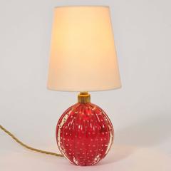 Pair of 1950s Red Murano Ball Lamps