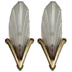 Pair of French Art Deco Wall Sconces signed by EJG