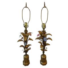 Pair of Mid-Century Italian Gold Gilt Tole Table Lamps, Italy 7