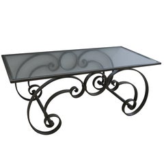  MCM Iron Glass Hand Forged Cocktail Table