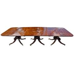Period Regency Mahogany Triple Pedestal Dining Table