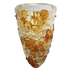 Italian Murano Amber and Clear Glass Sconces 3