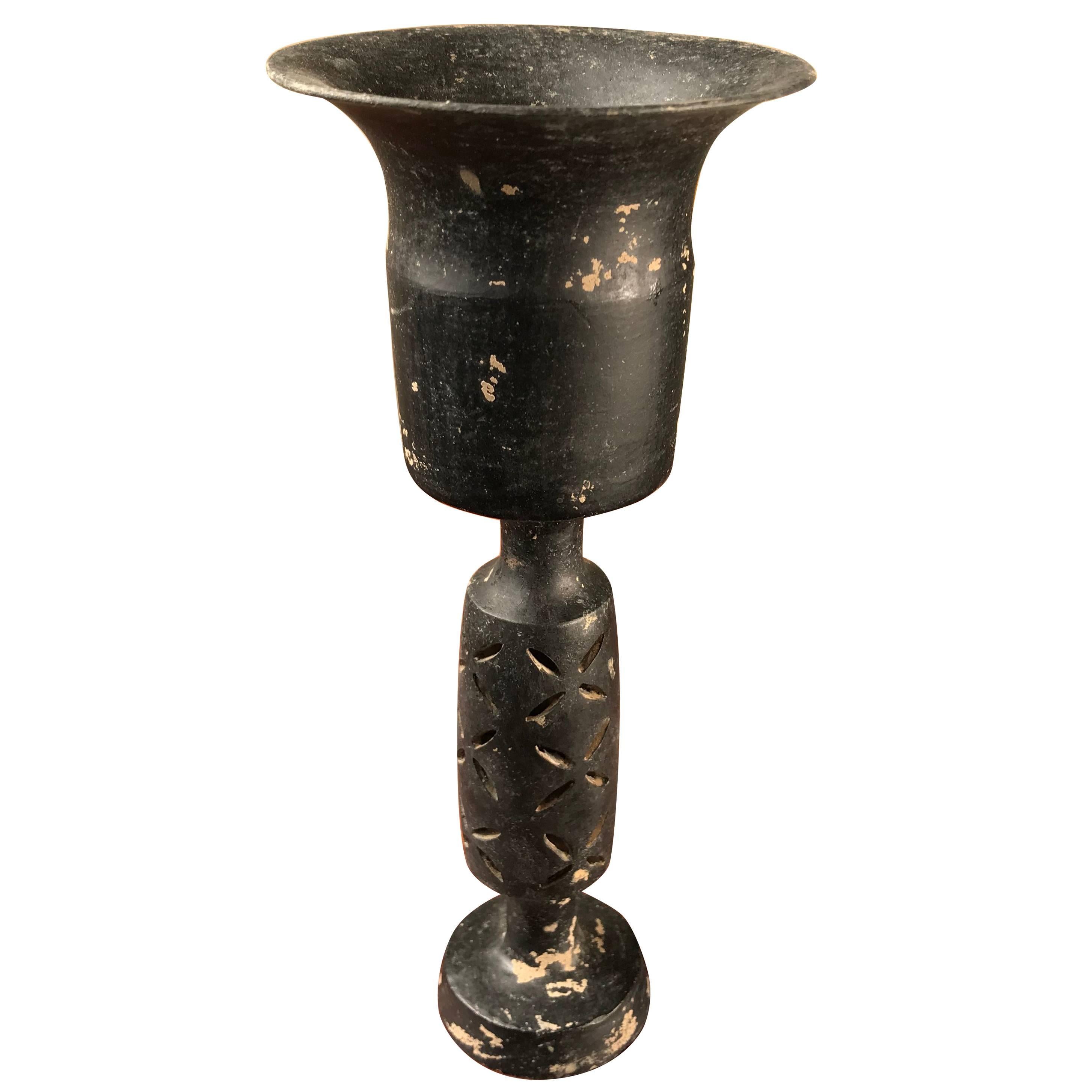 Rare Chinese Neolithic Longshan Culture Black "Egg-Shell" Pottery Stem Cup