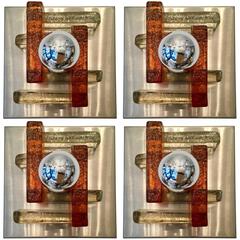 Set of Four Poliarte Italian Glass Wall Lamps 9