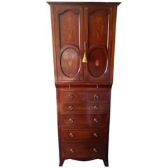 Stately English Antique Linen Press Cabinet