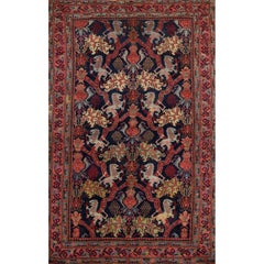 Antique Red and Blue All-Over Persian Bidjar Carpet, 4.05x6.10