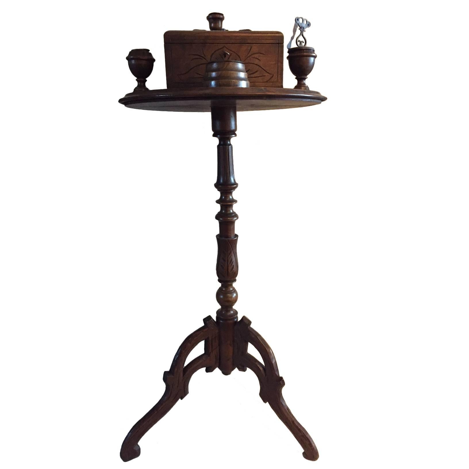 Antique German Black Forest Oak Smoking Stand, circa 1890 For Sale