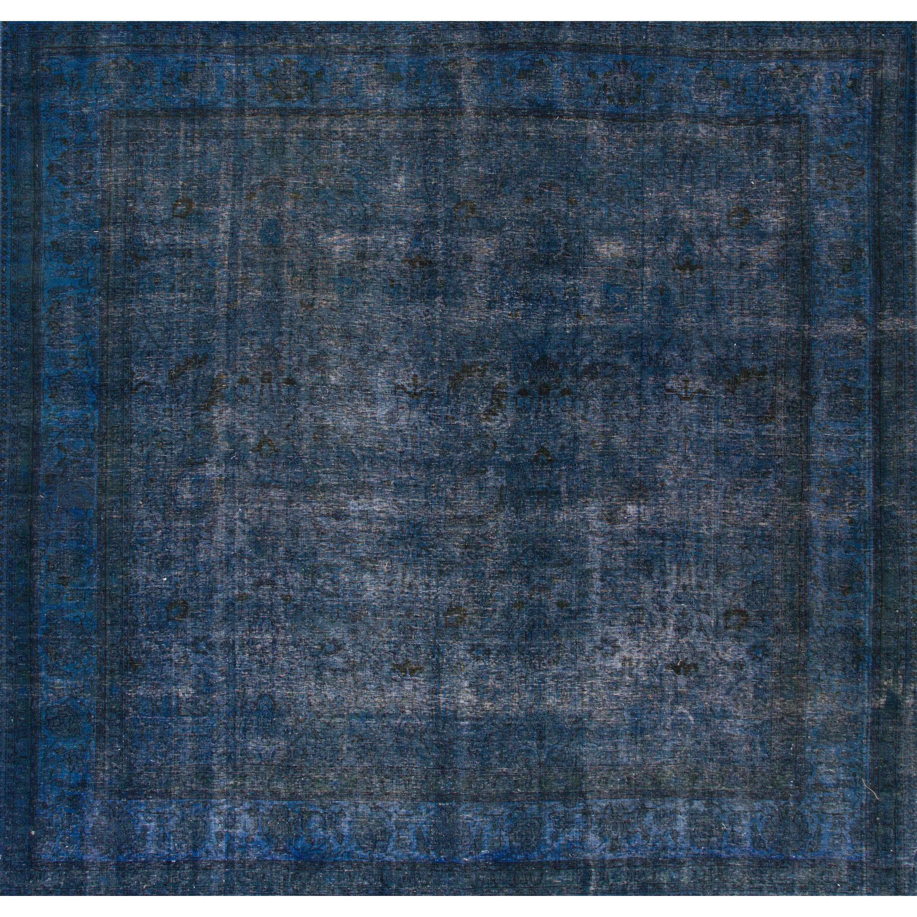 Vintage 1960s Blue Overdyed Persian Carpet