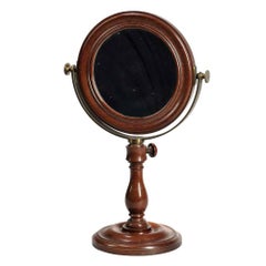 French Laboratory Magnifying Mahogany Table Mirror