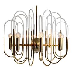 Gaetano Sciolari Brass and Glass Chandelier 8