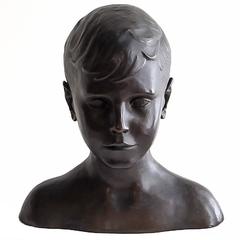 Bronze Bust of Handsome Young Man, circa 1920s