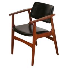 Vintage Danish Teak and Vinyl Armchairs