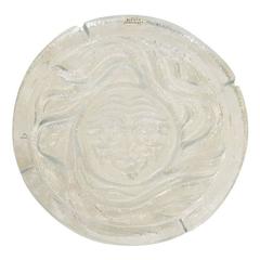 Vintage Huge Etched Blenko Glass Ash Tray with a Sun Design