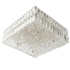 Square Kalmar Light Fixture, Textured and Crystal Glass, 1960s 4